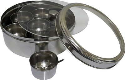 Dynore See Through - 2000 ml Steel Spice Container(Pack of 10, Silver)