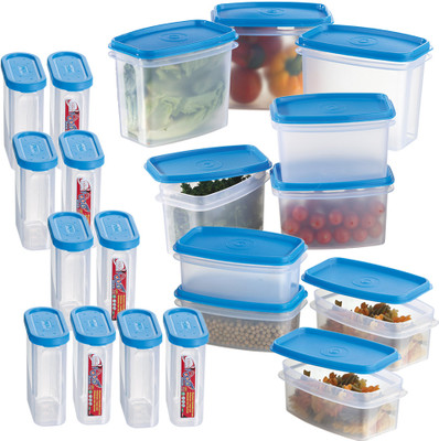 Prime Housewares Food Savers Canisters - 500 ml, 1000 ml, 275 ml, 750 ml Plastic Fridge Container(Pack of 20, Blue) Prime Housewares Food Savers Canisters - 500 ml, 1000 ml, 275 ml, 750 ml Plastic Fridge Container(Pack of 20, Blue)