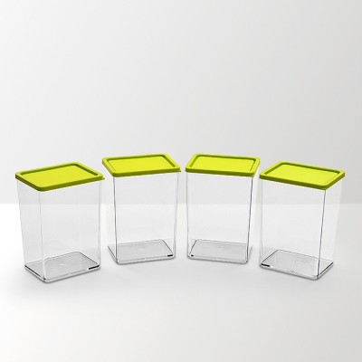 

Disha Marketing - 800 ml Plastic Grocery Container(Pack of 4, Green, Clear), Clear;green