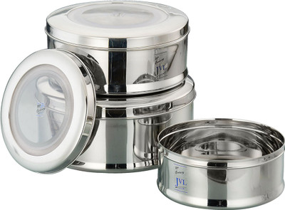 

JVL Kitchen's Tin - 900 ml Steel, Plastic Food Storage(Silver)