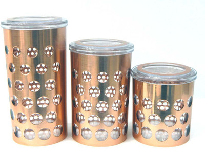 

Peponi Food Grade Quality Copper Coating Plastic Container - 1 L Melamine Grocery Container(Pack of 3, Gold)