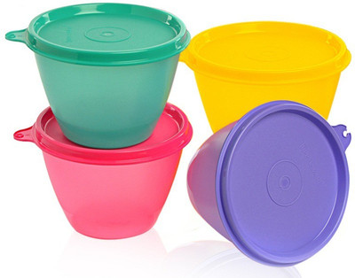 

Tupperware - 400 ml Plastic Grocery Container(Pack of 4, Multicolor)