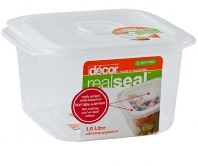 

Decor Realseal Square 1.0 L - 1000 ml Plastic Grocery Container(Clear)