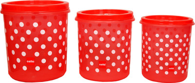 

Cello - 5000 ml, 7500 ml, 10000 ml Plastic Grocery Container(Pack of 3, Red)