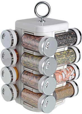 

Disha Kitchen Mate 16 Jar (Chrome) - 100 ml Plastic Spice Container(Pack of 16, Silver)