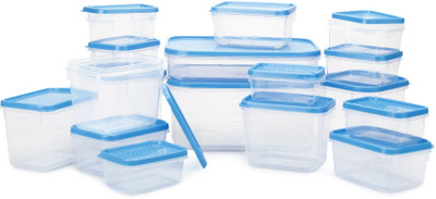 

All Time Polka 17 Pieces Small - 400 ml, 1800 ml, 250 ml, 750 ml, 125 ml, 600 ml Plastic Food Storage(Pack of 17, Blue)