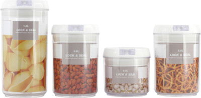 

Chrome - 2200 ml, 1700 ml, 1100 ml Plastic Food Storage(Pack of 4, Clear, White)