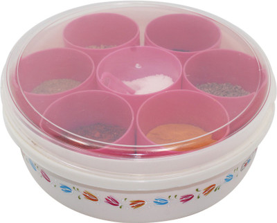 

Frabjous Masala Kit Spice Box Masala Kit With 7 Bowl & 1 Spoon (Pink) - 500 ml Plastic Spice Container(Pink)