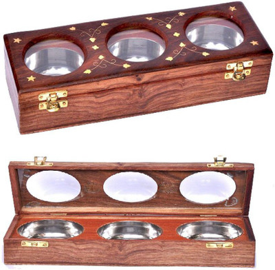 

Craftatoz - 600 ml Wood Spice Container, Pickle Container & Salt Pepper Container(Brown)