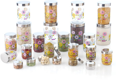 

Steelo Sunflower Design - 50 ml, 200 ml, 500 ml, 800 ml, 1100 ml Plastic Food Storage(Pack of 24, Clear)