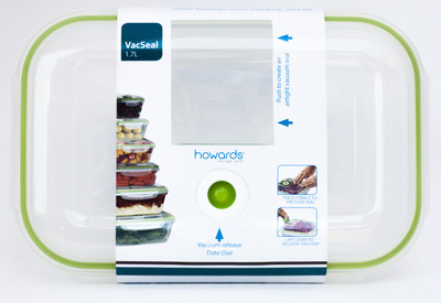 

Howards VacSeal Rectangle Container - 1700 ml Plastic Grocery Container(White, Green), Green;white