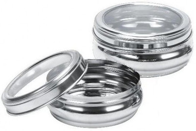Dynore Set Of 2 Belly Poori Dabba - 3000 ml Steel Fridge Container(Pack of 2, Silver)