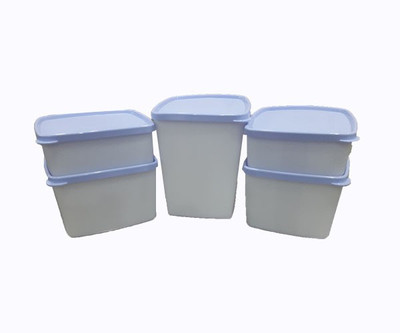 

Tupperware - 1500 ml, 1000 ml, 500 ml Plastic Grocery Container(Pack of 5, White, Blue), Blue;white