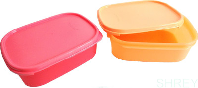 

Tupperware Mini Rectangular - 850 ml Plastic Grocery Container(Pack of 2, Red, Orange), Orange;red