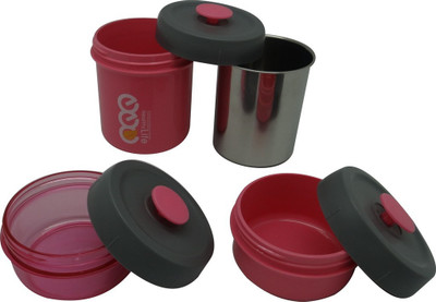 

LoveHome TEDMEI - 460 ml Steel, Plastic Grocery Container(Pack of 3, Pink)
