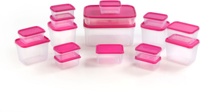 

Joyo - 125 ml, 250 ml, 400 ml, 600 ml, 750 ml, 1800 ml Plastic Grocery Container(Pack of 17, Purple, Clear), Clear;purple