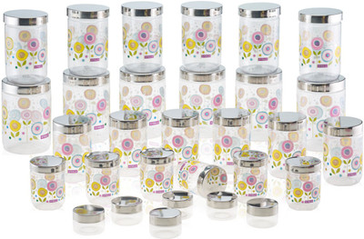 

Steelo Sunflower Design - 50 ml, 200 ml, 500 ml, 800 ml, 1100 ml Plastic Food Storage(Pack of 30, Clear)