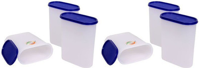 

Tallboy Space Saver Modular 6pc - 2400 ml Plastic Grocery Container(Pack of 6, White, Blue), Blue;white