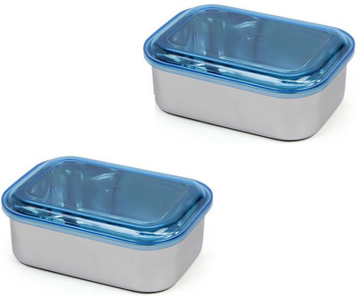 

JVL Jvl Rectangular Lid Bowl (Acrylic Lid) - 400ml (2 Pcs Set) - 400 ml Steel, Plastic Grocery Container(Pack of 2, Blue)