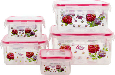 

Styler Pink Floral Print - 500 ml PP (Polypropylene) Grocery Container(Pack of 5, Pink)