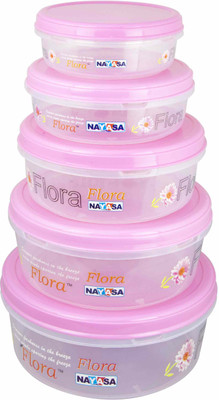 NAYASA Store in Container Size 20-24 - 800 ml, 6000 ml, 2400 ml, 1350 ml, 3700 ml Plastic Fridge Container(Pack of 5, Pink)