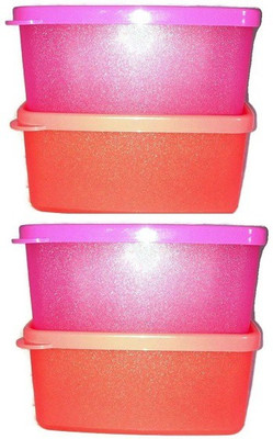 

Tupperware - 450 ml Plastic Grocery Container(Pack of 4, Red)