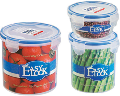 

easy Lock Meded Easy Lock Stackable, Airtight, Leakproof - 300 L, 700 L, 1250 ml Plastic Grocery Container(Pack of 3, Clear)