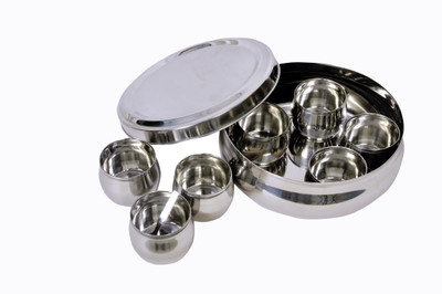 Dynore Belly Shaped Stainless Steel Spice Box Small 9 Piece Spice Set(Steel) Dynore Belly Shaped Stainless Steel Spice Box Small 9 Piece Spice Set(Steel)