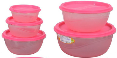 

Princeware 5455-5-Nestable - 296 ml, 525 ml, 900 ml, 1600 ml, 2600 ml Plastic Grocery Container(Pack of 5, Pink)
