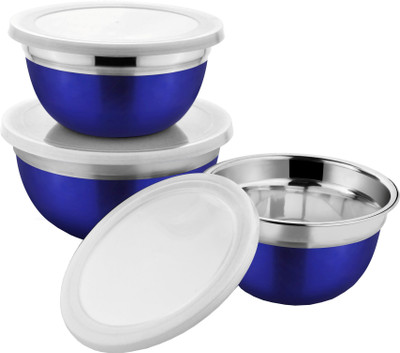 

Ideale Kitchen - Preparation and Store - 1000 ml, 600 ml, 1500 ml Steel Food Storage(Pack of 3, Blue)