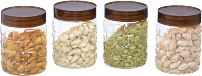 

Steelo Solitaire 4 Pieces - 600 ml Plastic Food Storage(Pack of 4, Brown, Clear)