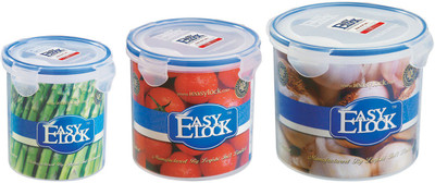 

Easy Lock Stackable 100% Airtight & Leakproof, Reusable, Set of 3, BPA Free, FDA Approved - 700 ml, 1250 ml, 2000 ml PP (Polypropylene) Grocery Container(Pack of 3, Clear, Blue), Blue;clear