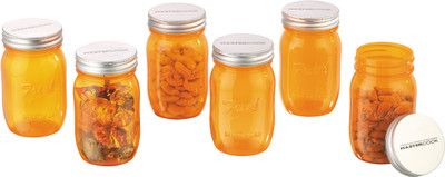 

MasterCook Fresh Mason Jar - 500 ml Plastic Food Storage(Pack of 6, Orange)