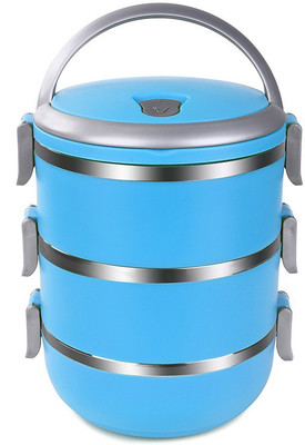 

birdy - 2.1 L Steel Grocery Container(Pack of 3, Blue)