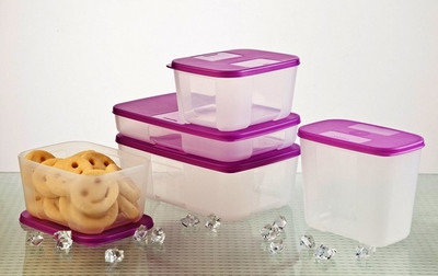 

Tupperware Freezermat Set of 5 Plastic Grocery Container(Pack of 5, Purple, White)