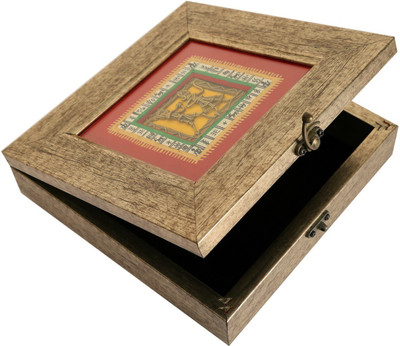 

Indikala Grey Square Warli Dhokra Box Vanity Box