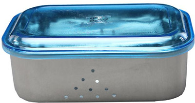 

JVL Rectangular Freeze Bowl (Acrylic Lid) - 200 ml Plastic, Steel Food Storage(Silver)
