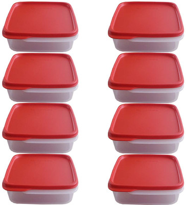 

Tupperware - 1100 ml Plastic Grocery Container(Pack of 8, Red, White)