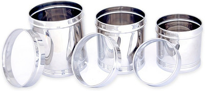 

Uniqraft Royal Ubha Dabba - 1 L, 2 L, 3 L Steel Grocery Container(Pack of 3, Silver)