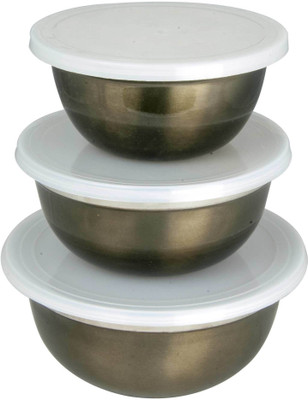 

birdy 3pcs Storage set - 3100 ml Steel Grocery Container(Pack of 3, Brown)