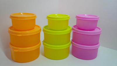 

Nayasa - 350 ml, 150 ml Plastic Grocery Container(Pack of 9, Green, Orange, Pink)