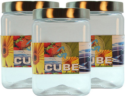 29% OFF on GPET Cube Pet Container with Steel Cap - Set of 3 - 2000 ml Plastic Grocery Container(Pack of 3, Silver) 29% OFF on GPET Cube Pet Container with Steel Cap - Set of 3 - 2000 ml Plastic Grocery Container(Pack of 3, Silver)