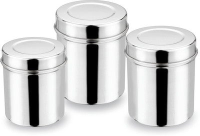 

Bhalaria Stainless Steel Deep Food - 1 L, 1.75 L, 3 L Steel Food Storage(Pack of 3, Silver)