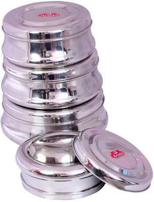 Aristo Houseware - 1250 ml, 2800 ml Steel Grocery Container(Pack of 4, Silver) Aristo Houseware - 1250 ml, 2800 ml Steel Grocery Container(Pack of 4, Silver)