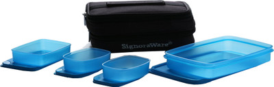 

Signoraware Fortune Lunch Box (With Bag) - 100 ml, 850 ml, 150 ml Plastic Food Storage(Pack of 4, Blue)