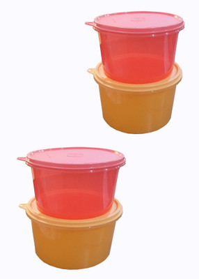 

Tupperware - 1500 ml, 1000 ml Plastic Grocery Container(Pack of 4, Orange, Red)