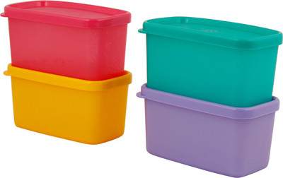 

Tupperware Cool Square Half - each 4 pic set (Yellow, Pink, Green, Violet) - 200 ml Plastic Grocery Container(Pack of 4, Multicolor)