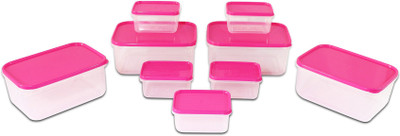 

Joyo Alfa Airtight Microwave Safe Container Set - 9 pcs (Pink) - 1200 ml, 200 ml Plastic Grocery Container(Pack of 9, Pink)