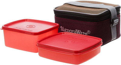 

Signoraware Quick Carry (with bag)-511 2 Containers Lunch Box(850 ml), Red