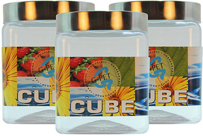 23% OFF on GPET Cube Pet Container with Steel Cap - Set of 3 - 1000 ml Plastic Grocery Container(Pack of 3, Silver) 23% OFF on GPET Cube Pet Container with Steel Cap - Set of 3 - 1000 ml Plastic Grocery Container(Pack of 3, Silver)